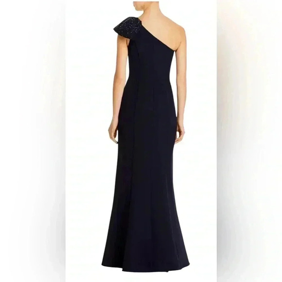 Aidan Mattox One Shoulder Beaded Navy Gown Size 14 NWT - Picture 2 of 8